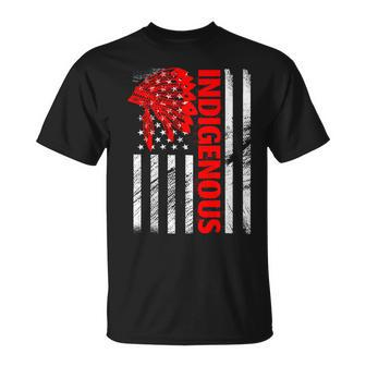 Indigenous Peoples' Day Distressed Headdress Usa Flag T-Shirt | Mazezy