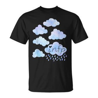Infp Day Dreamer Blue Rain Clouds Watercolor T-Shirt | Mazezy