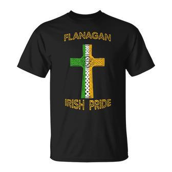 Irish Last Name Flanagan Celtic Cross Heritage Pride Unisex T-Shirt | Mazezy