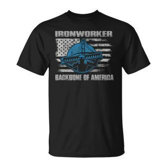 Ironworker Backbone Of America Flag Usa Iron Workers T-Shirt | Mazezy