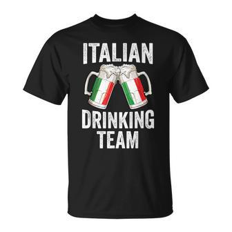 Italian Drinking Team Salute Italy Flag Funny Oktoberfest Unisex T-Shirt | Mazezy