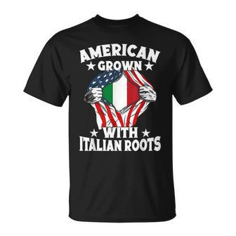Italy American Grown With Italian Roots Proud Italian Unisex T-Shirt | Mazezy