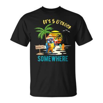 It's 5 O’Clock Somewhere Parrot Sunset Drinking T-Shirt | Mazezy