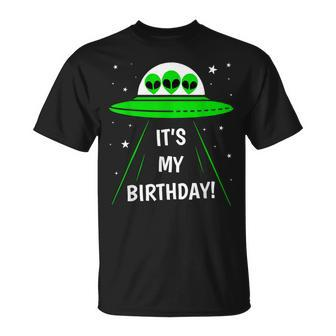 It's My Birthday Cute Alien Ufo Ship In Space Alien T-Shirt | Mazezy UK