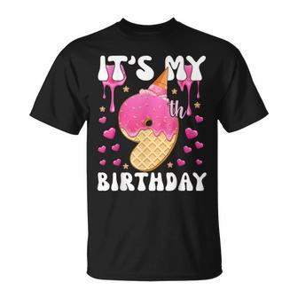 Its My 9Th Birthday Ice Cream Cone Happy 9 Years Old Girl Unisex T-Shirt | Mazezy