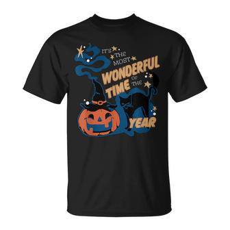 Its The Most Wonderful Time Of The Year Black Cat Halloween Halloween Funny Gifts Unisex T-Shirt | Mazezy