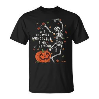 It's The Most Wondrful Time Of The Year Skeleton Halloween T-Shirt - Seseable