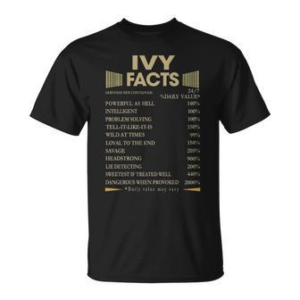 Ivy Name Gift Ivy Facts Unisex T-Shirt - Seseable