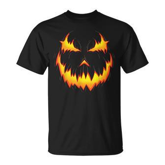 Jack O' Lantern Carved Pumpkin Face Halloween Costume T-Shirt - Seseable