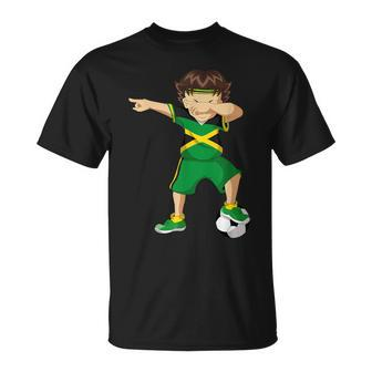 Jamaica Soccer Football Dab Dabbing Boy With Jersey T-Shirt | Mazezy