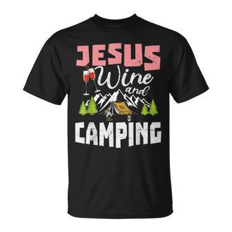 Jesus Wine And Camping For Women Mom Girl Unisex T-Shirt | Mazezy