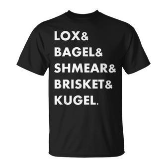 Jewish Foods Lox & Bagel & Shmear & Brisket T-Shirt | Mazezy