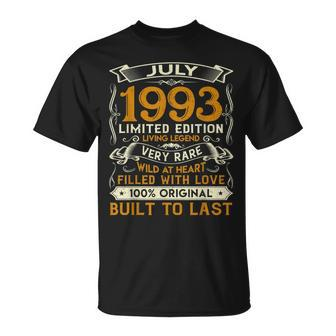 July 1993 Vintage 28 Years Old 28Th Birthday Gift Family Unisex T-Shirt | Mazezy