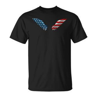 July 4Th Of July Patriotic Wings On Back Angel Wings On Back Patriotic Funny Gifts Unisex T-Shirt | Mazezy