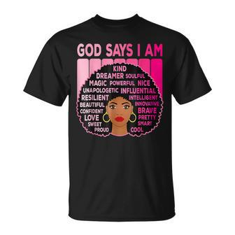 Junenth Afro American Melanin Black Pride Pink African T-Shirt - Seseable