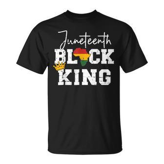 Junenth Black King With Pan African Map Flag Men Boys Unisex T-Shirt | Mazezy