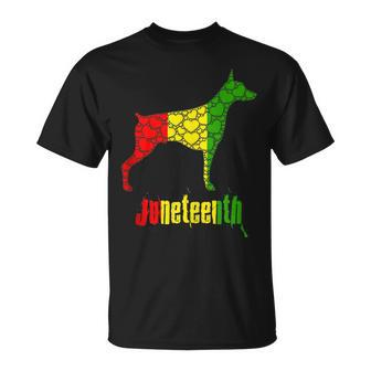 Junenth Day Black Pride History Love Hearts Dog- Doberman Unisex T-Shirt | Mazezy