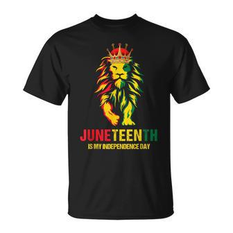 Junenth Is My Independence Day Black King Lion Father Day Unisex T-Shirt | Mazezy