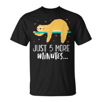 Just 5 More Minutes Tree Sloth Lazy Sleeping Unisex T-Shirt | Mazezy