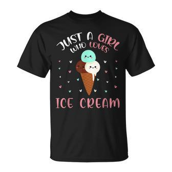 Just A Girl Who Loves Ice Cream Lover Cute Summer Vacation Unisex T-Shirt | Mazezy