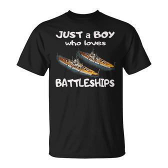 Just A Boy Who Loves Battleships & Bismarck German Ship Ww2 T-Shirt | Mazezy