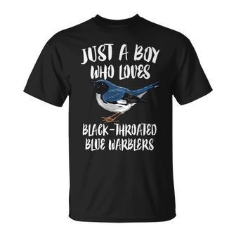Just A Boy Who Loves Black-Throated Warblers Birds Birding T-Shirt | Mazezy