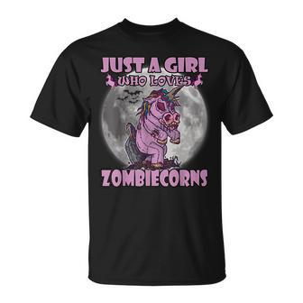 Just A Girl Who Loves Unicorns Halloween Zombiecorn Halloween T-Shirt | Mazezy