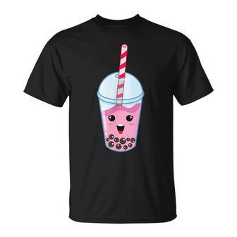 Kawaii Boba Milk Tea | Cute Strawberry Bubble Tea Lover Gift Unisex T-Shirt | Mazezy