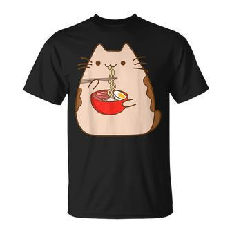 Kawaii Cat Eating Ramen Noodles Japanese Food Anime Kids Unisex T-Shirt | Mazezy UK