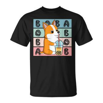 Kawaii Corgi Dog Boba Milk Tea Cute Welsh Puppy Corgi Funny Gifts Unisex T-Shirt | Mazezy