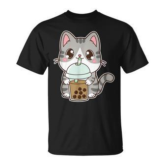 Kawaii Cute Boba Kitty Cat Classic Bubble Pearl Milk Tea Unisex T-Shirt | Mazezy