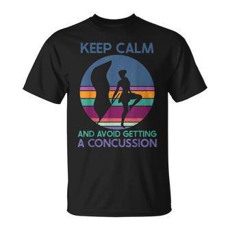 Keep Calm And Avoid Getting A Concussion Retro Color Guard T-Shirt | Mazezy