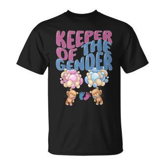 Keeper Of The Gender Reveal T Cute Baby Bear Balloons Baby Bear Funny Gifts Unisex T-Shirt | Mazezy