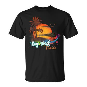 Key West Florida Beach Summer Vacation Palm Trees Sunset Men Florida Gifts & Merchandise Funny Gifts Unisex T-Shirt | Mazezy