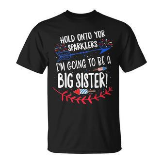 Kids Big Sister Sparkler 4Th Of July Pregnancy Announcement Unisex T-Shirt | Mazezy