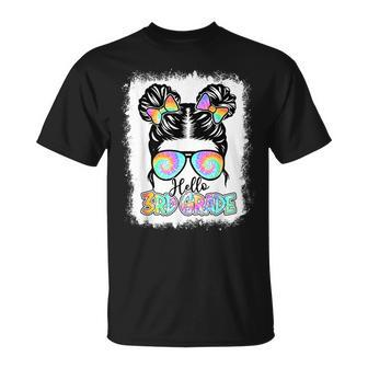 Kids Hello 3Rd Grade Messy Bun Girls Tie Dye Cute Back To 3Rd Grade Funny Gifts Unisex T-Shirt | Mazezy