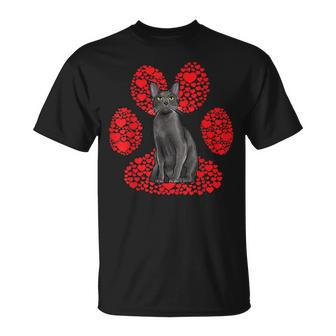 Korat Valentines Day Cat Love Paw T-Shirt | Mazezy