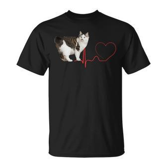 Kurilian Bobtail Cat Heartbeat Ekg For Cat Lovers T-Shirt | Mazezy