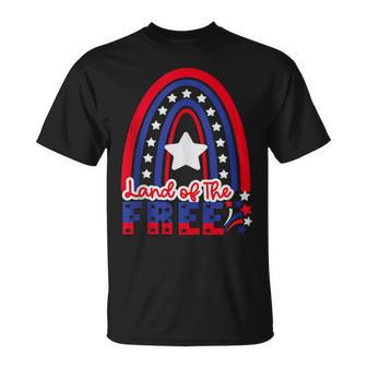 Land Of The Free Because Of The Brave 4Th Of July Rainbow Unisex T-Shirt | Mazezy