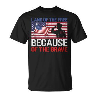 Land Of The Free Because Of The Brave 4Th Of July Usa Flag Unisex T-Shirt | Mazezy
