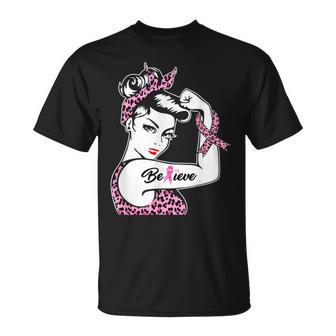 Leapard Breast Cancer Awareness Warrior Support Believe T-Shirt - Monsterry UK