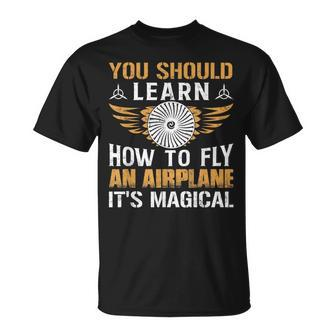 Learn How To Fly An Airplane Pilot Aviation Graphic T-Shirt | Mazezy UK