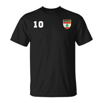 Lebanon Number 10 Soccer Flag Football Lebanese Unisex T-Shirt | Mazezy