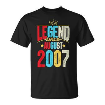Legend Since August 2007 Bday 15Th Birthday T-Shirt | Mazezy