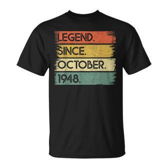 Legend Since October 1948 75 Years Old 75Th Birthday T-Shirt - Seseable