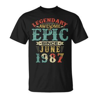 Legendary Awesome Epic Since June 1987 Birthday 33 Years Unisex T-Shirt | Mazezy