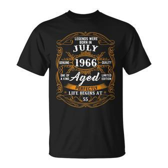 Legends Were Born In July 1966 55Th Birthday 55 Years Old Unisex T-Shirt | Mazezy