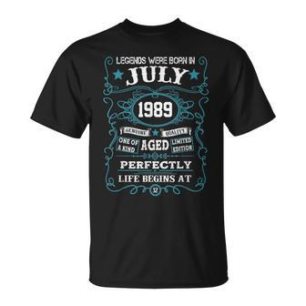 Legends Were Born In July 1989 Vintage 32Nd Birthday Gift Unisex T-Shirt | Mazezy
