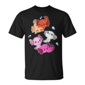 Lesbian Axolotl Lgbt Pride Flag Lgbt Gay Sapphic Pet Lover Unisex T-Shirt | Mazezy