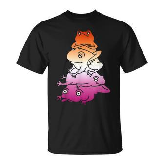 Lesbian Flag Frog Subtle Lgbtq Sapphic Pride Aesthetic Unisex T-Shirt | Mazezy